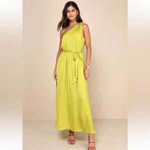 Satin One Shoulder Maxi Dress